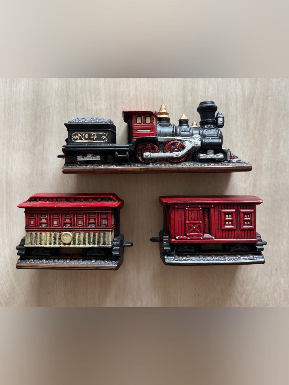 Vintage 80s Handpainted Ceramic Locomotive Train